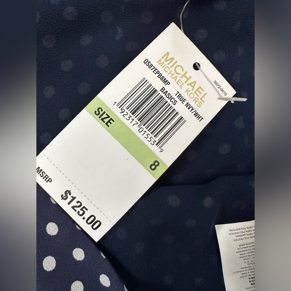 NWT Michael Kors Navy Polka Dot Pleated Skirt - Picture 6 of 9